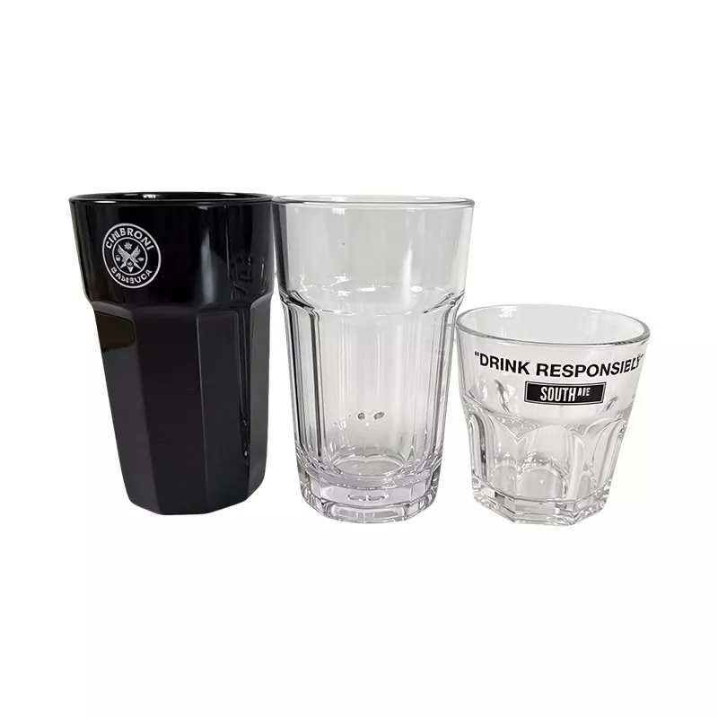 Clear Reusable Polycarbonate Plastic Rocks Tumbler Glass