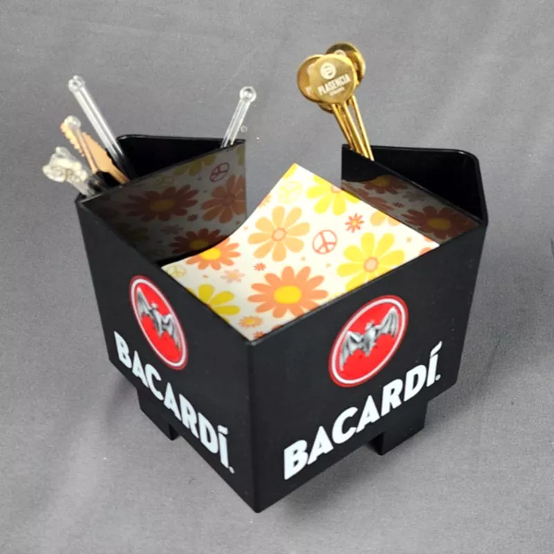 Black Plastic Bar Caddy Organizer 3 Compartment for Cocktail Napkins