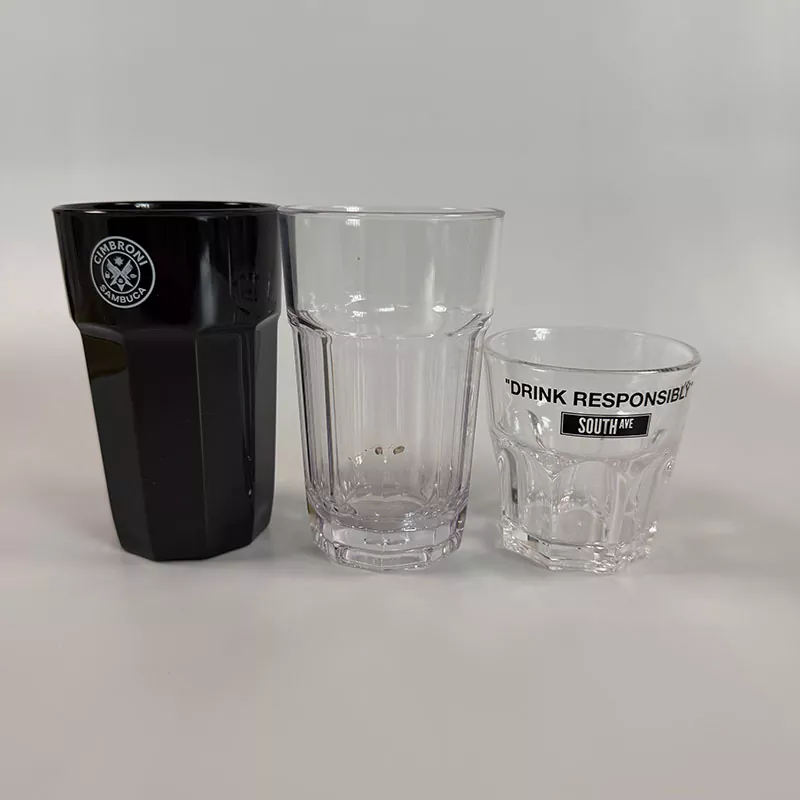 Clear Reusable Polycarbonate Plastic Rocks Tumbler Glass